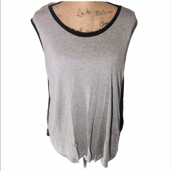 Double zero - Grey Black Slouchy Back Short Sleeve Top - Picture 1 of 6
